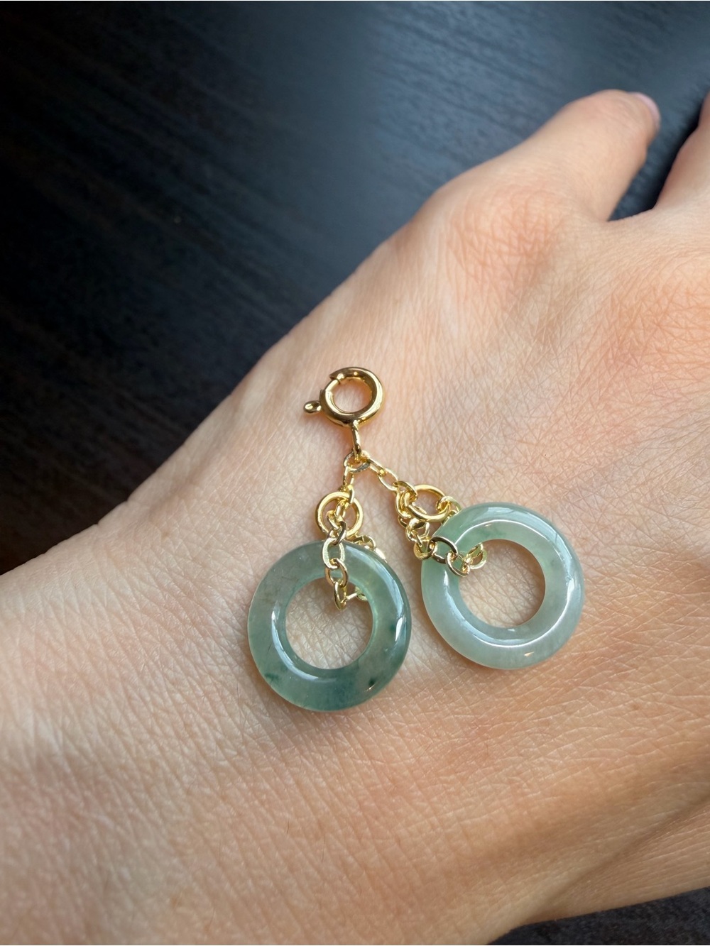 Handcrafted Natural Type A Burmese Icy Green Jadeite Donut Pendant&Dangle Charm